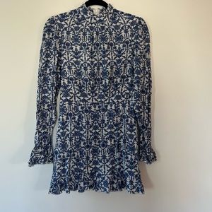 In The Style Long Sleeve Ruffle Mini Dress